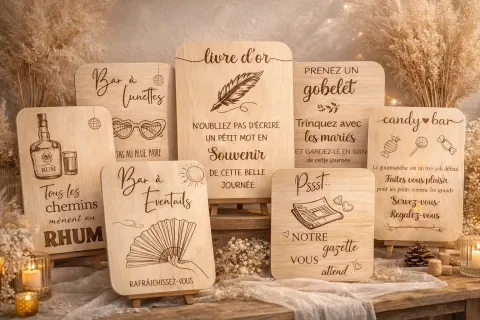 Pancarte mariage en bois : 15 idées indispensables