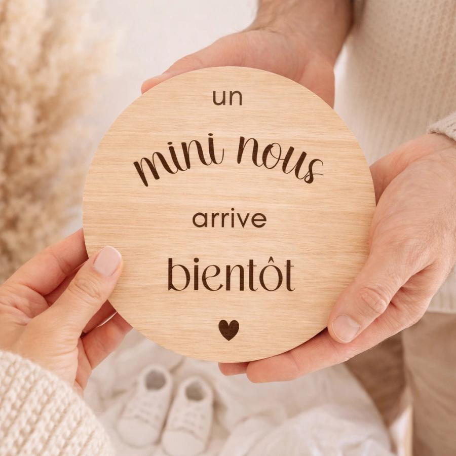 Carte annonce grossesse en bois