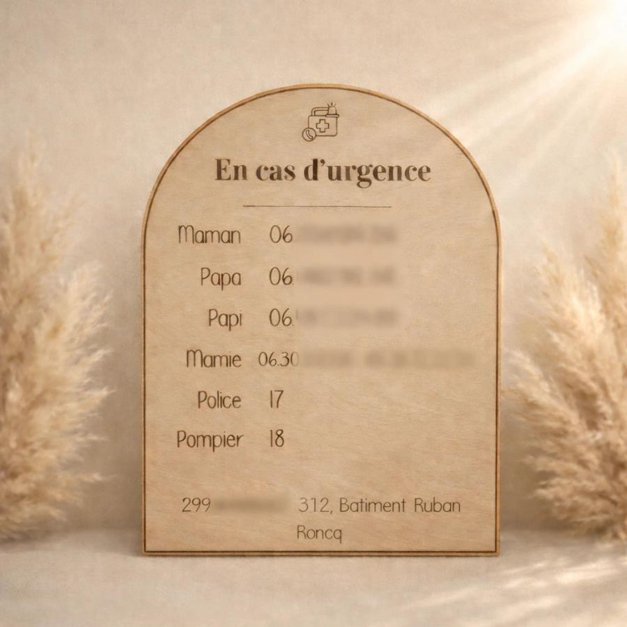 Magnet d’urgence en bois personnalisé