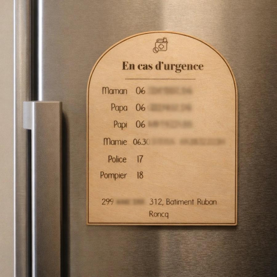 Magnet d’urgence en bois personnalisé