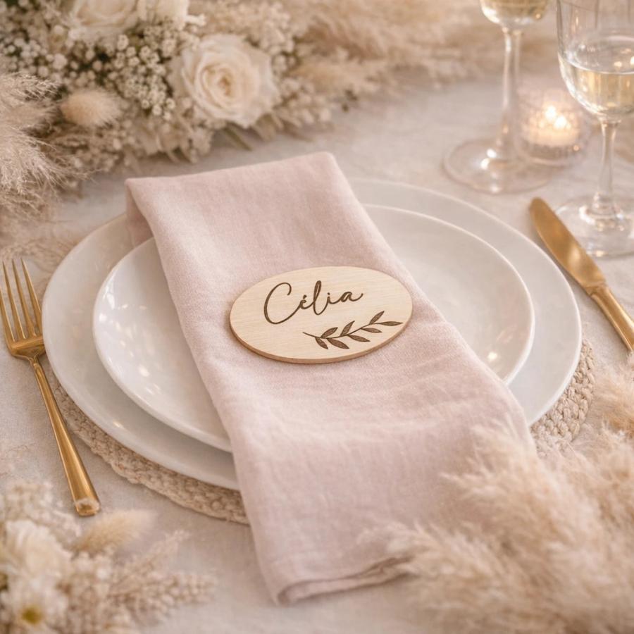 Marque places en bois personnalisés